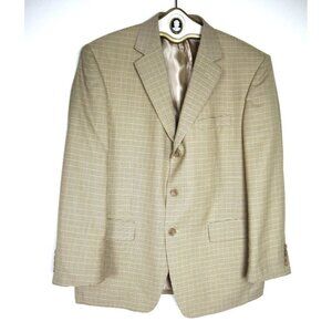 MEN'S BEIGE PLAID PRINT BLAZER JACKET SPORT COAT - LUCA ROSSI - SIZE 40S